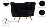 Margo Velvet / Engineered Wood / Stainless Steel / Foam Contemporary Black Velvet Chair - 43" W x 30" D x 33" H