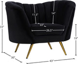 Margo Velvet / Engineered Wood / Stainless Steel / Foam Contemporary Black Velvet Chair - 43" W x 30" D x 33" H