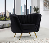 Margo Velvet / Engineered Wood / Stainless Steel / Foam Contemporary Black Velvet Chair - 43" W x 30" D x 33" H