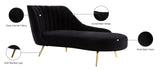 Margo Velvet / Engineered Wood / Stainless Steel / Foam Contemporary Black Velvet Chaise - 74" W x 37.5" D x 35" H