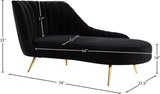 Margo Velvet / Engineered Wood / Stainless Steel / Foam Contemporary Black Velvet Chaise - 74" W x 37.5" D x 35" H