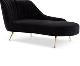 Margo Velvet / Engineered Wood / Stainless Steel / Foam Contemporary Black Velvet Chaise - 74" W x 37.5" D x 35" H
