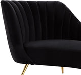 Margo Velvet / Engineered Wood / Stainless Steel / Foam Contemporary Black Velvet Chaise - 74" W x 37.5" D x 35" H