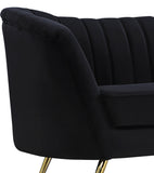 Margo Velvet / Engineered Wood / Stainless Steel / Foam Contemporary Black Velvet Loveseat - 65" W x 30" D x 33" H