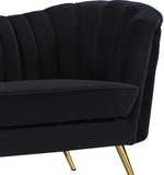 Margo Velvet / Engineered Wood / Stainless Steel / Foam Contemporary Black Velvet Loveseat - 65" W x 30" D x 33" H