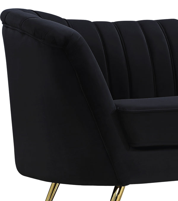 Margo Velvet / Engineered Wood / Stainless Steel / Foam Contemporary Black Velvet Sofa - 88" W x 30" D x 33" H