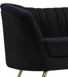 Margo Velvet / Engineered Wood / Stainless Steel / Foam Contemporary Black Velvet Sofa - 88" W x 30" D x 33" H