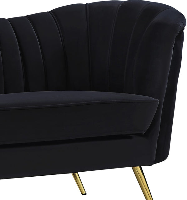 Margo Velvet / Engineered Wood / Stainless Steel / Foam Contemporary Black Velvet Sofa - 88" W x 30" D x 33" H