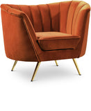 Margo Velvet / Engineered Wood / Stainless Steel / Foam Contemporary Cognac Velvet Chair - 43" W x 30" D x 33" H