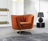 Margo Velvet / Engineered Wood / Stainless Steel / Foam Contemporary Cognac Velvet Chair - 43" W x 30" D x 33" H