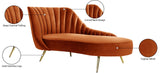 Margo Velvet / Engineered Wood / Stainless Steel / Foam Contemporary Cognac Velvet Chaise - 74" W x 37.5" D x 35" H