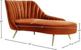 Margo Velvet / Engineered Wood / Stainless Steel / Foam Contemporary Cognac Velvet Chaise - 74" W x 37.5" D x 35" H