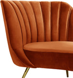Margo Velvet / Engineered Wood / Stainless Steel / Foam Contemporary Cognac Velvet Chaise - 74" W x 37.5" D x 35" H
