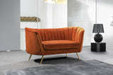 Margo Velvet / Engineered Wood / Stainless Steel / Foam Contemporary Cognac Velvet Loveseat - 65" W x 30" D x 33" H