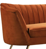 Margo Velvet / Engineered Wood / Stainless Steel / Foam Contemporary Cognac Velvet Loveseat - 65" W x 30" D x 33" H