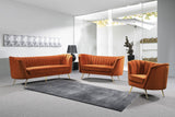 Margo Velvet / Engineered Wood / Stainless Steel / Foam Contemporary Cognac Velvet Loveseat - 65" W x 30" D x 33" H