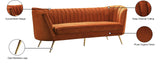 Margo Velvet / Engineered Wood / Stainless Steel / Foam Contemporary Cognac Velvet Sofa - 88" W x 30" D x 33" H
