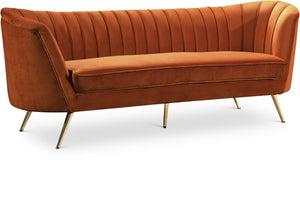 Margo Velvet / Engineered Wood / Stainless Steel / Foam Contemporary Cognac Velvet Sofa - 88" W x 30" D x 33" H