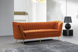 Margo Velvet / Engineered Wood / Stainless Steel / Foam Contemporary Cognac Velvet Sofa - 88" W x 30" D x 33" H