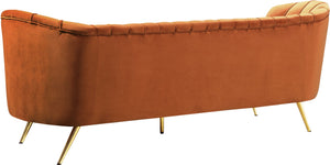 Margo Velvet / Engineered Wood / Stainless Steel / Foam Contemporary Cognac Velvet Sofa - 88" W x 30" D x 33" H