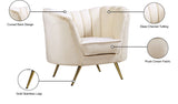 Margo Velvet / Engineered Wood / Stainless Steel / Foam Contemporary Cream Velvet Chair - 43" W x 30" D x 33" H