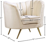 Margo Velvet / Engineered Wood / Stainless Steel / Foam Contemporary Cream Velvet Chair - 43" W x 30" D x 33" H