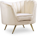 Margo Velvet / Engineered Wood / Stainless Steel / Foam Contemporary Cream Velvet Chair - 43" W x 30" D x 33" H