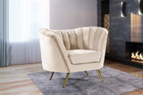 Margo Velvet / Engineered Wood / Stainless Steel / Foam Contemporary Cream Velvet Chair - 43" W x 30" D x 33" H