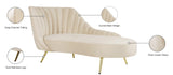 Margo Velvet / Engineered Wood / Stainless Steel / Foam Contemporary Cream Velvet Chaise - 74" W x 37.5" D x 35" H