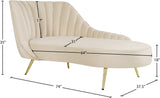 Margo Velvet / Engineered Wood / Stainless Steel / Foam Contemporary Cream Velvet Chaise - 74" W x 37.5" D x 35" H