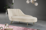 Margo Velvet / Engineered Wood / Stainless Steel / Foam Contemporary Cream Velvet Chaise - 74" W x 37.5" D x 35" H