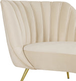 Margo Velvet / Engineered Wood / Stainless Steel / Foam Contemporary Cream Velvet Chaise - 74" W x 37.5" D x 35" H