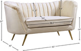 Margo Velvet / Engineered Wood / Stainless Steel / Foam Contemporary Cream Velvet Loveseat - 65" W x 30" D x 33" H