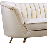 Margo Velvet / Engineered Wood / Stainless Steel / Foam Contemporary Cream Velvet Loveseat - 65" W x 30" D x 33" H