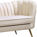 Margo Velvet / Engineered Wood / Stainless Steel / Foam Contemporary Cream Velvet Loveseat - 65" W x 30" D x 33" H