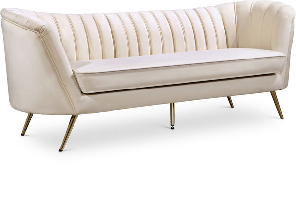 Margo Velvet / Engineered Wood / Stainless Steel / Foam Contemporary Cream Velvet Sofa - 88" W x 30" D x 33" H