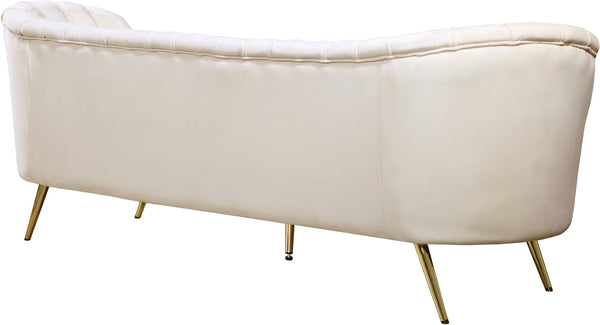 Margo Velvet / Engineered Wood / Stainless Steel / Foam Contemporary Cream Velvet Sofa - 88" W x 30" D x 33" H