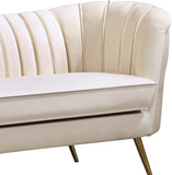 Margo Velvet / Engineered Wood / Stainless Steel / Foam Contemporary Cream Velvet Sofa - 88" W x 30" D x 33" H