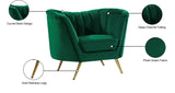 Margo Velvet / Engineered Wood / Stainless Steel / Foam Contemporary Green Velvet Chair - 43" W x 30" D x 33" H