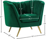 Margo Velvet / Engineered Wood / Stainless Steel / Foam Contemporary Green Velvet Chair - 43" W x 30" D x 33" H