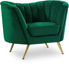 Margo Velvet / Engineered Wood / Stainless Steel / Foam Contemporary Green Velvet Chair - 43" W x 30" D x 33" H