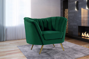 Margo Velvet / Engineered Wood / Stainless Steel / Foam Contemporary Green Velvet Chair - 43" W x 30" D x 33" H