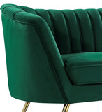 Margo Velvet / Engineered Wood / Stainless Steel / Foam Contemporary Green Velvet Chair - 43" W x 30" D x 33" H