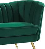 Margo Velvet / Engineered Wood / Stainless Steel / Foam Contemporary Green Velvet Chair - 43" W x 30" D x 33" H