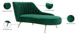 Margo Velvet / Engineered Wood / Stainless Steel / Foam Contemporary Green Velvet Chaise - 74" W x 37.5" D x 35" H