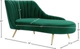 Margo Velvet / Engineered Wood / Stainless Steel / Foam Contemporary Green Velvet Chaise - 74" W x 37.5" D x 35" H