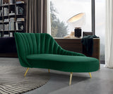 Margo Velvet / Engineered Wood / Stainless Steel / Foam Contemporary Green Velvet Chaise - 74" W x 37.5" D x 35" H