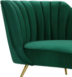 Margo Velvet / Engineered Wood / Stainless Steel / Foam Contemporary Green Velvet Chaise - 74" W x 37.5" D x 35" H