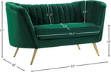 Margo Velvet / Engineered Wood / Stainless Steel / Foam Contemporary Green Velvet Loveseat - 65" W x 30" D x 33" H