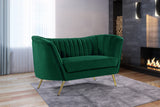 Margo Velvet / Engineered Wood / Stainless Steel / Foam Contemporary Green Velvet Loveseat - 65" W x 30" D x 33" H